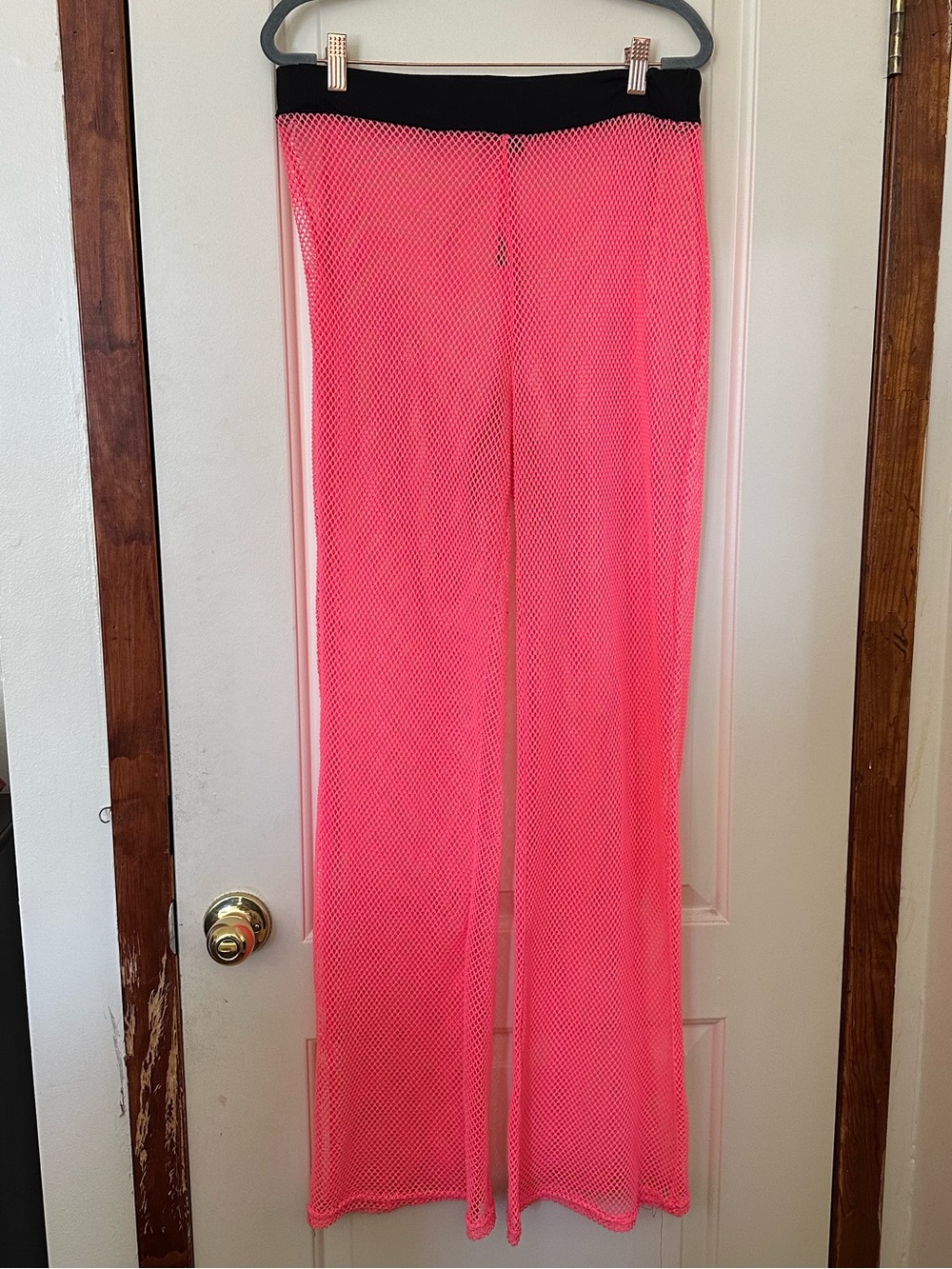 Love Neon Pink Mesh Cover-Up Pants with Black Waistband